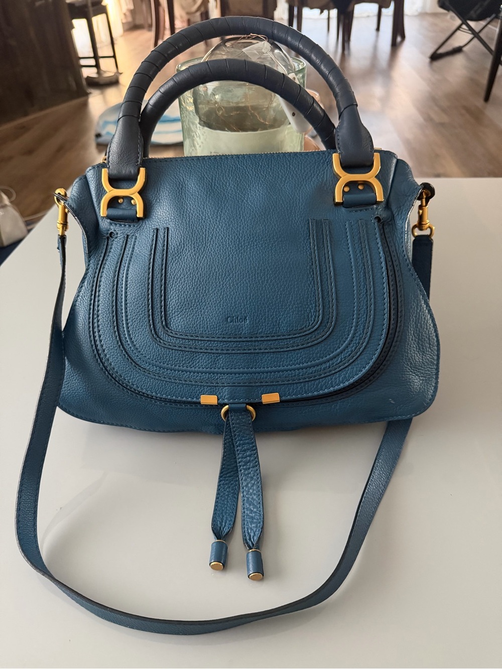Chloe Marcie Satchel- Medium, Midnight Blue, Gold-Tone hardware